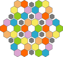 геометрическое строение игрового поля образует 7 гексагональных зон